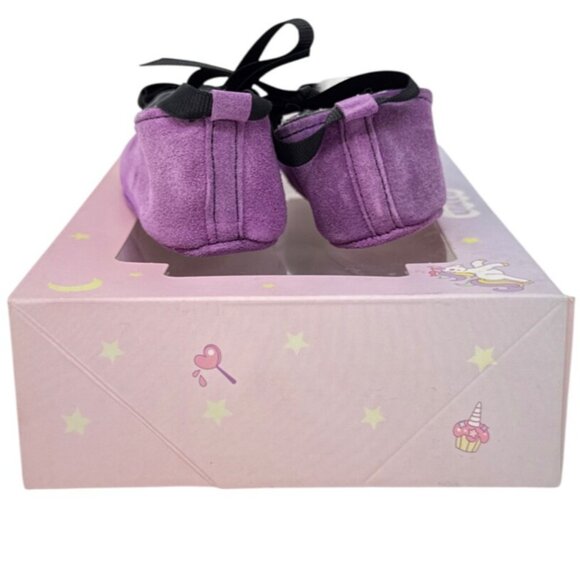 Unicorn Designers Touch by Baby Deer Leather Uppers Purple with Black Bow Size - Picture 3 of 6